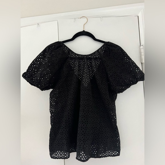 NWOT JCrew black eyelet blouse / top with built in camisole - size 6 - Picture 1 of 7